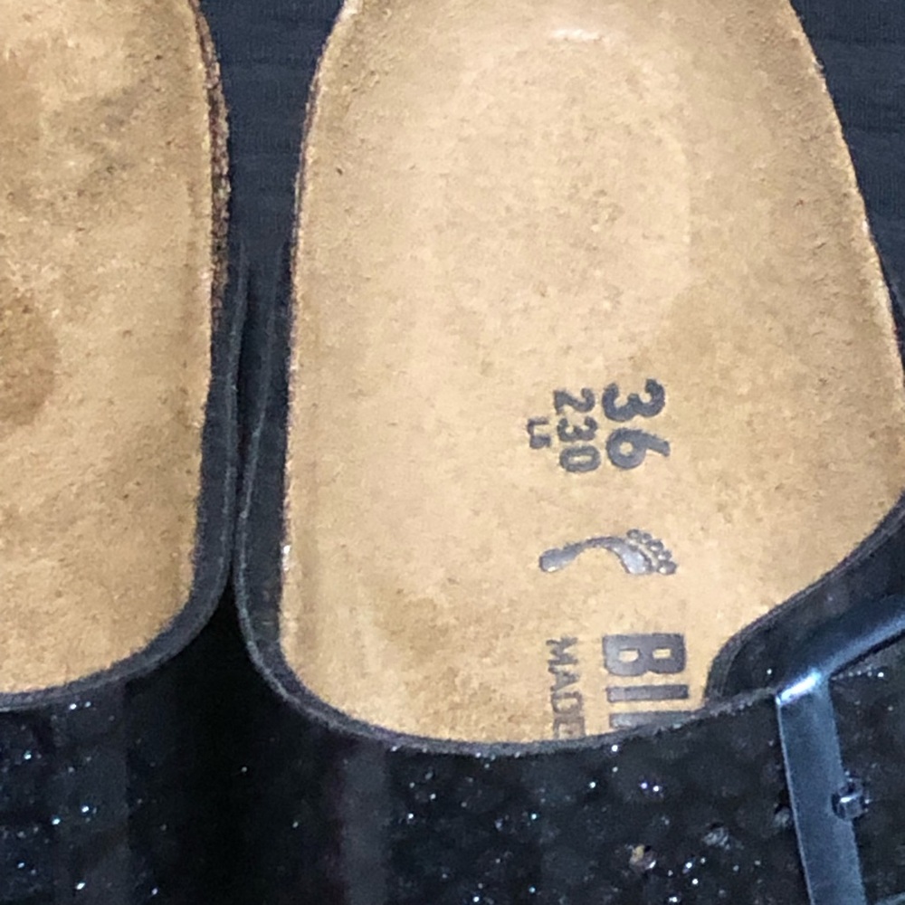 Birkenstock Arizona Sandals Shiny Magic Snake Glitter Black Blue Womens, Size 5 - Picture 3 of 6
